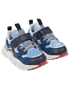 Синие кроссовки с белой подошвой детские Flower mountain