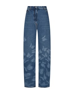 Синие джинсы с принтом бабочки Msgm