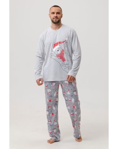 Муж пижама Привет зима Серый р 48 Оптима трикотаж