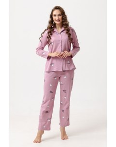 Жен пижама с брюками Волшебство Брусничный р 52 Оптима трикотаж