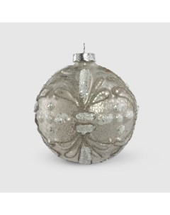 Шар YUSJ200528 стеклянный с узором серебро 10 см Yancheng shiny