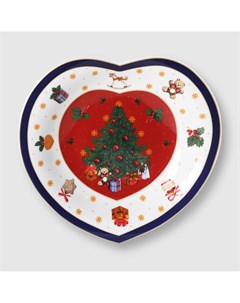 Блюдо Red Christmas сердце 20 см Porcelana bogucice