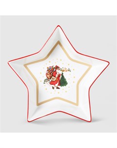 Блюдо Red Christmas звезда 21 см Porcelana bogucice