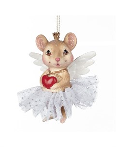 Игрушка елочная мышка ангел с сердцем 9 см Goodwill