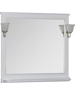 Зеркало Валенса 110 с светильниками белый краколет серебро 180149 173024 Aquanet