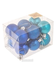 Набор шаров 12 шт 4 см пластик синий Home decor
