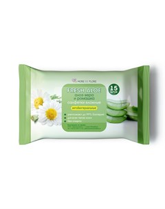 Влажные салфетки 15 Fresh aloe антибактериальные с ромашкой и алоэ вера уп 15 шт More de flore