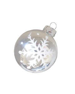 Шар елочный Снежинка 8см стекло серебро с декором Нет марки