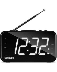 Радиоприемник SRP 100 черная 2 Вт FM LED дисплей встроенные часы и будильник встроенный аккумулятор Sven