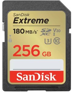 Карта памяти SDXC 256GB SDSDXVV 256G GNCIN extreme UHS I Class 3 U3 V30 180 130 MB s Sandisk