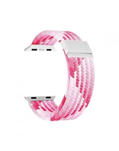 Ремешок на руку DSN 18 44 PK плетеный нейлоновый для Apple Watch 42 44 45 49 mm pink white Lyambda