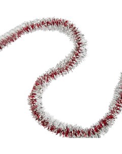 Мишура Кольца 2 200 см цвет серебристо красный Без бренда