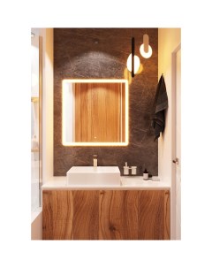 Зеркало для ванной Тип 3 с подсветкой 60x60 см квадратное цвет серебро Без бренда