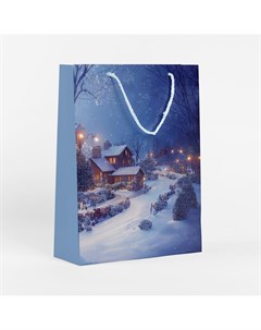 Пакет подарочный Узоры 36x26 см цвет голубой Симфония