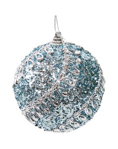 Елочное украшение Шар с узором из блесток Christmas o8 см цвет синий Без бренда