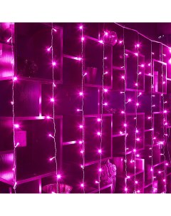 Гирлянда светодиодная занавес электрическая 3x2 м розовый свет 8 режимов 160 ламп цвет прозрачный Uniel