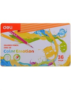 Карандаши цветные EC00235 Color Emotion липа 36цв мет кор Deli