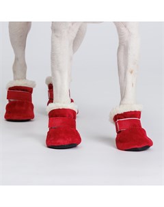 Ботинки замшевые для собак M красные Petmax