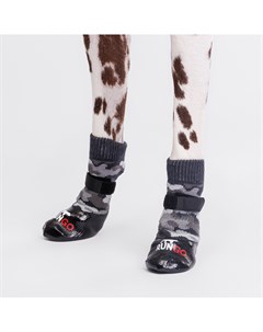 Носки с прорезиненной подошвой для собак M серый камуфляж Rungo