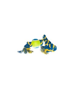 Игрушка для собак Мяч на веревке синий с желтым 53 см Petmax
