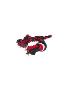 Игрушка для собак Мяч на веревке красный с черным 53 см Petmax