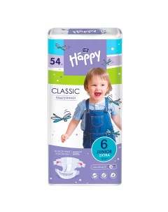 Baby Happy Подгузники Classic Junior Extra 6 16 кг 54 шт Bella