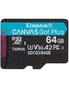 Карта памяти Micro SecureDigital 64Gb Canvas Go Plus SDXC class 10 UHS I U3 V30 A2 SDCG3 64GBSP Kingston