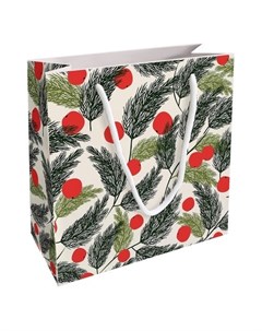 Пакет Christmas бумажный подарочный 20 х 20 см елки Be smart