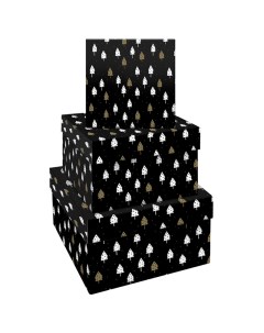 Набор квадратных коробок 3в1, "Christmas Night", (19,5*19,5*11-15,5*15,5*9см) Meshu