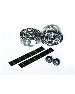 Лента на руль для велосипеда CHBT128, корковая, с заглушками, камуфляж черно-белый, 3-185 Clarks