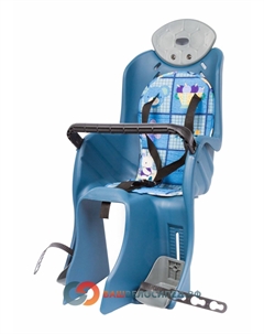 Детское велокресло, на багажник, 310 х 670 х 310мм, с поручнем и подголовником, до 22кг, синее, 6-639882 M-wave