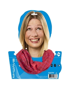 Бандана велосипедная, дышащий полиэстер с микрофиброй, 24х48 см, бесшовная, RED/BLUE SQUARED, 5-715129 M-wave