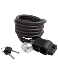 Велосипедный замок, тросовый, на ключ, с креплением, 12 х 1800 мм, черный, 233817 M-wave