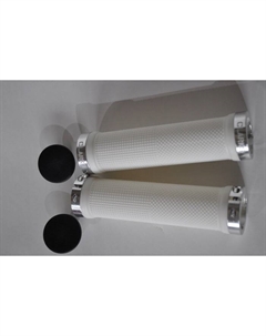 Ручки CLO201 на руль, резиновые, 130мм, с 2 фиксат, бело-серебристые анодир, 3-446 Clarks