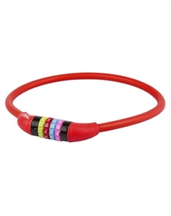 Велосипедный замок тросовый, кодовый, (цветные символы) 12 х 650 мм силиконовый красный, 5-231053 M-wave