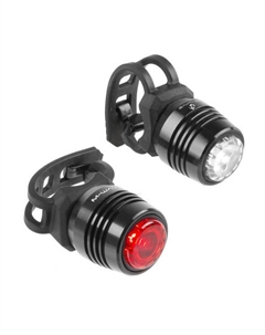 Фонарь-мигалка велосипедный Apollon mini, комплект ( передний и задний), USB зарядка, черный, 220628 M-wave