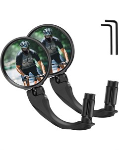 Зеркало велосипедное акриловое заднего вида круглое 7 5 см длина ручки 9 см черный FK 272 Rockbros