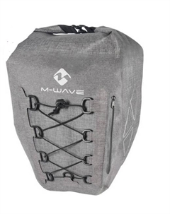 Велосумка DENIM, на багажник, 330х145х61 мм, 25 л, 100% водонепроницаемая, сварные швы, серая, 5-122881 M-wave