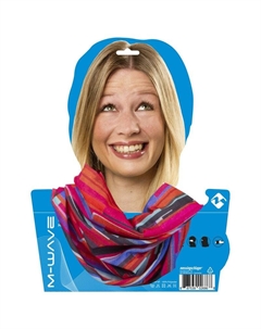 Бандана велосипедная COLORED STRIPES, дышащий полиэстер с микрофиброй, 24х48см, бесшовная, красно-синяя, 5-715125 M-wave