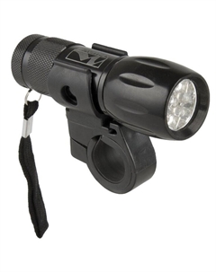 Фара велосипедная, 9 диодов/1 функция, алюминий, с батареями, с ремешком, черная, 5-220941 M-wave