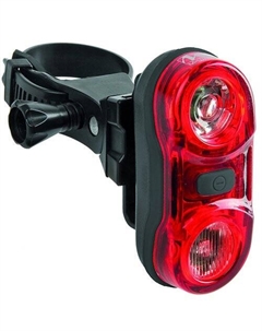 Фонарь велосипедный задний, 2 диода повышенной яркости, 0,5W/3 функции, красный, с батареями, 5-221037 M-wave