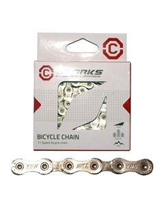 Цепь С11 CLARKS, 1/2"х11/128", хромированное покрытие, 11 скоростей, с замком, в коробке, 3-444 Clarks