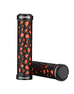 Грипсы велосипедные резина с фиксаторами оранжевый черный 2017 14A Rockbros