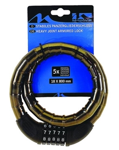 Велосипедный замок, цепь, кодовый, 18 х 800 мм, полупрозрачный, 5-230186 M-wave