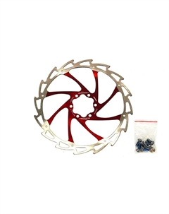 Ротор тормоза велосипедный Wind Cutter RED,180мм, серебристо-красный, HK-R12RD-DIY Wind Cutter Alligator