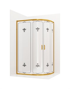 Душевой уголок Royal 120х80 золото стекло белое с рисунком Ambassador