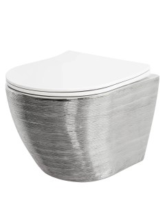Унитаз подвесной серебро белый с сиденьем микролифт Grossman