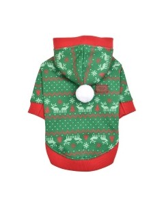 Новогодний свитер с капюшоном для собак Noelle зелёный M Южная Корея Pinkaholic