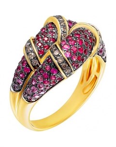 Кольцо с сапфирами рубинами и бриллиантами из жёлтого золота Джей ви