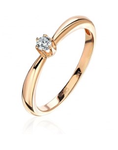 Кольцо с 1 бриллиантом из красного золота Эстет